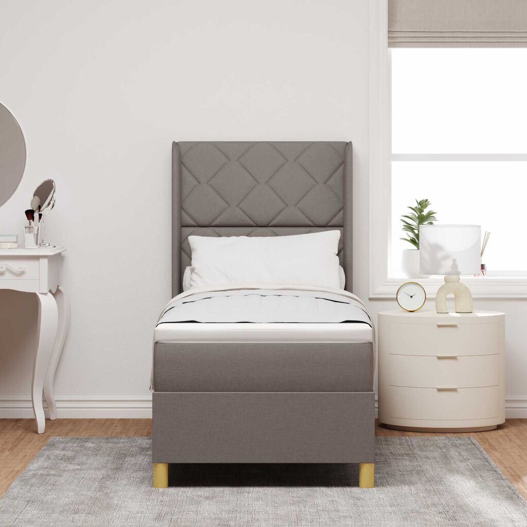 κρεβάτι Box Spring με στρώμα & LED taupe 80x200 εκ. ύφασμα