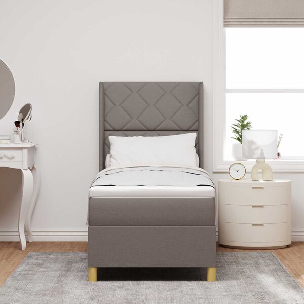 κρεβάτι Box Spring με στρώμα & LED taupe 80x200 εκ. ύφασμα