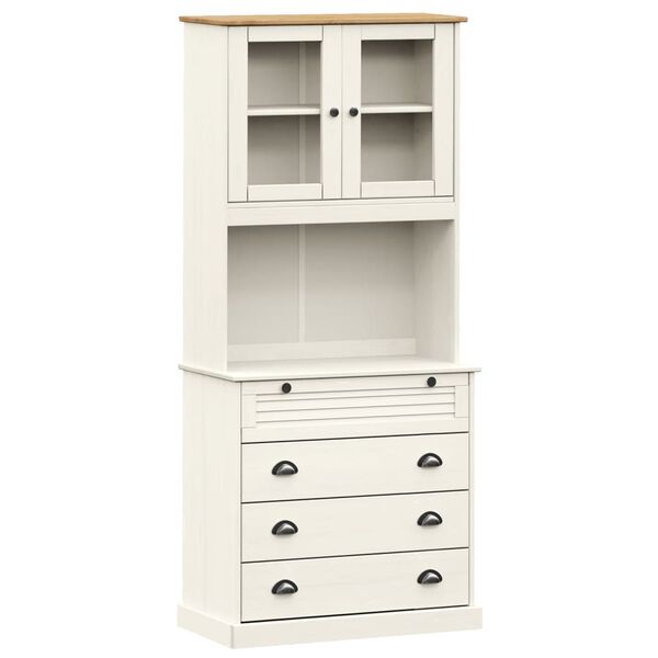 vidaXL Βιτρίνα VIGO Λευκή 80 x 40 x 176 εκ. από Μασίφ Ξύλο Πεύκου