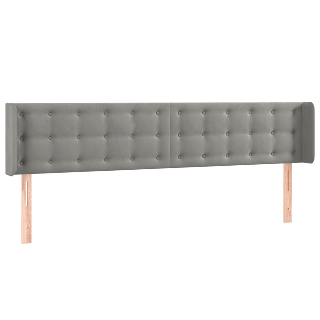 vidaXL Κεφαλάρι με Πτερύγια Ανοιχτό Γκρι 163x16x78/88 εκ. Βελούδινο