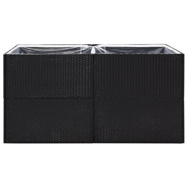 vidaXL Ζαρντινιέρα Κήπου Μαύρη 157 x 80 x 80 εκ. από Συνθετικό Ρατάν