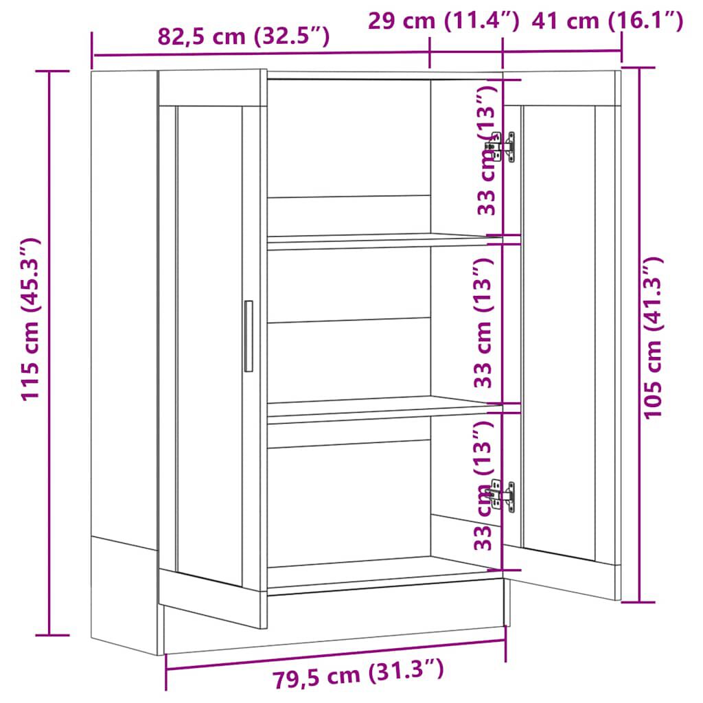 vidaXL Βιτρίνα Καπνιστή Δρυς 82,5x30,5x115 εκ. από Επεξεργασμένο Ξύλο