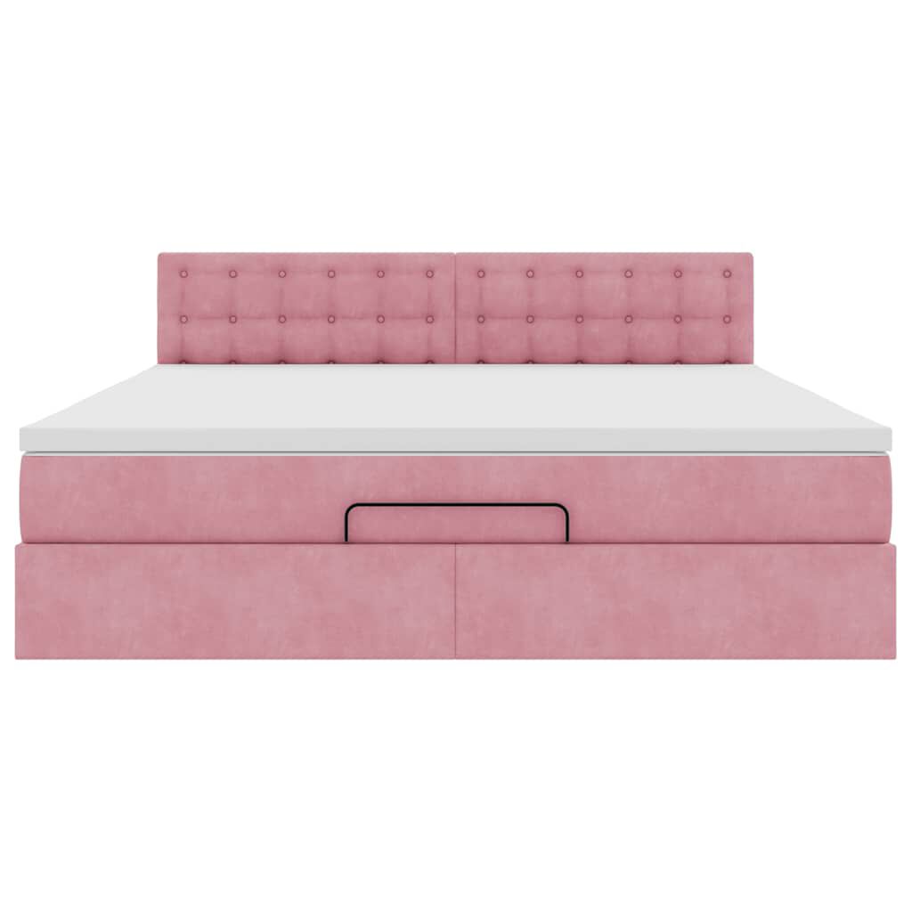 vidaXL Οθωμανικό κρεβάτι με στρώμα ροζ 180x200cm Velvet