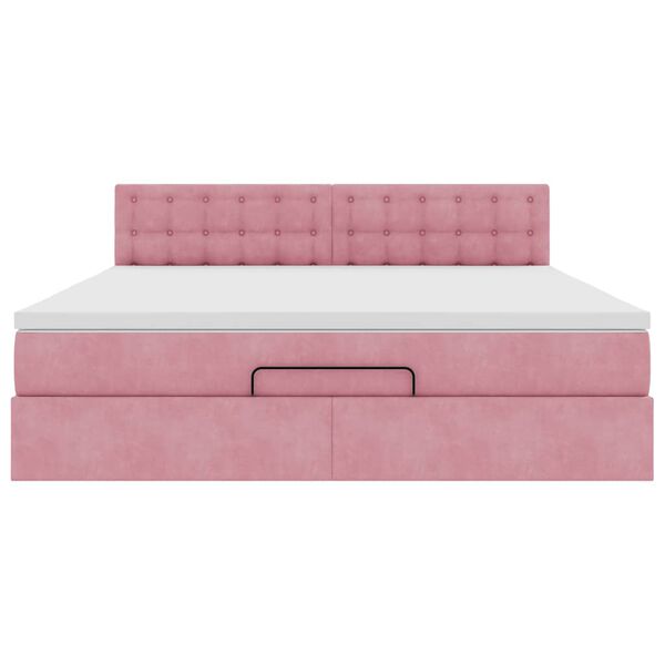 vidaXL Οθωμανικό κρεβάτι με στρώμα ροζ 180x200cm Velvet