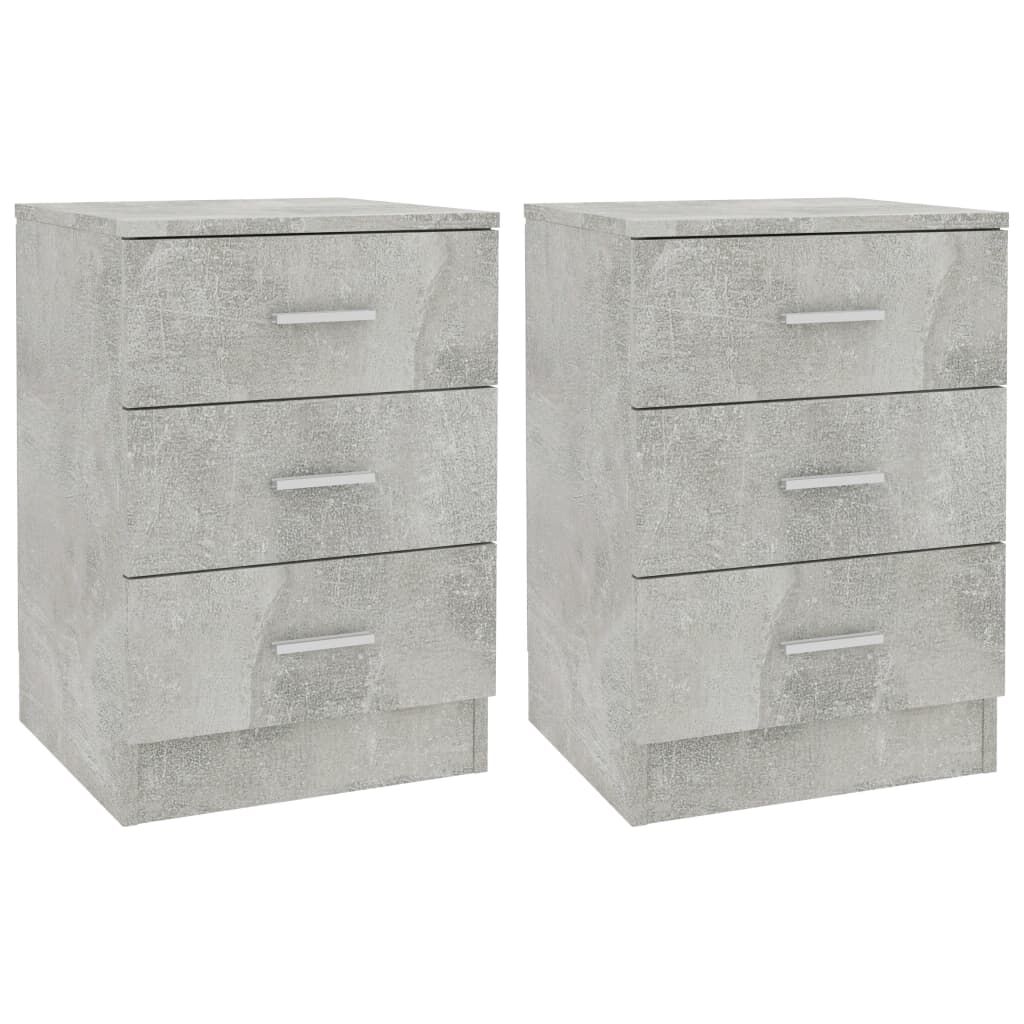 vidaXL Κομοδίνα 2 τεμ. Γκρι Σκυροδέματος 38x35x56 εκ. από Επεξ. Ξύλο