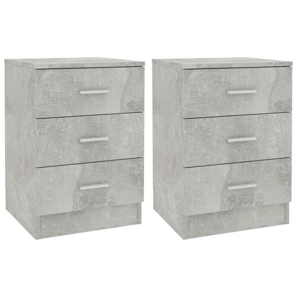 vidaXL Κομοδίνα 2 τεμ. Γκρι Σκυροδέματος 38x35x56 εκ. από Επεξ. Ξύλο