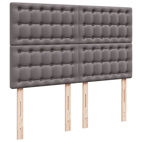 vidaXL Κρεβάτι Boxspring με Στρώμα Γκρι 140x200εκ. από Συνθετικό Δέρμα