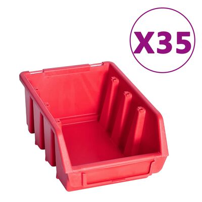 vidaXL Κουτιά Αποθήκευσης Σετ 141 τεμ. Κόκκινα/Μαύρα με Πάνελ Τοίχου