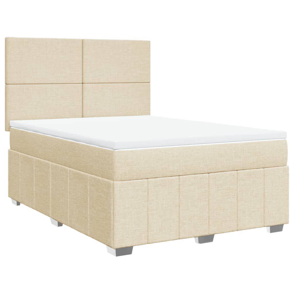 vidaXL Κρεβάτι Boxspring με Στρώμα Κρεμ 140x200 εκ. Υφασμάτινο