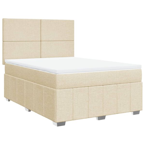 vidaXL Κρεβάτι Boxspring με Στρώμα Κρεμ 140x200 εκ. Υφασμάτινο