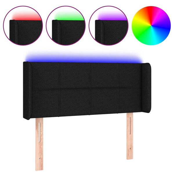 vidaXL Κεφαλάρι Κρεβατιού LED Μαύρο 93x16x78/88 εκ. Υφασμάτινο