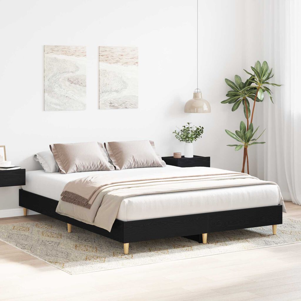 vidaXL Κρεβάτι μαύρου δρυού 150x200 εκ. κόντρα πλακέ