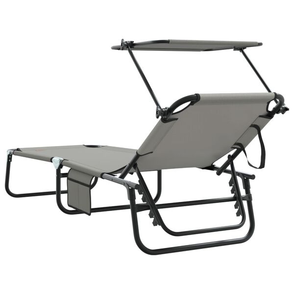 vidaXL Πτυσσόμενη ξαπλώστρα 2 pcs Γκρι 56 x 190 x 81εκ ύφασμα