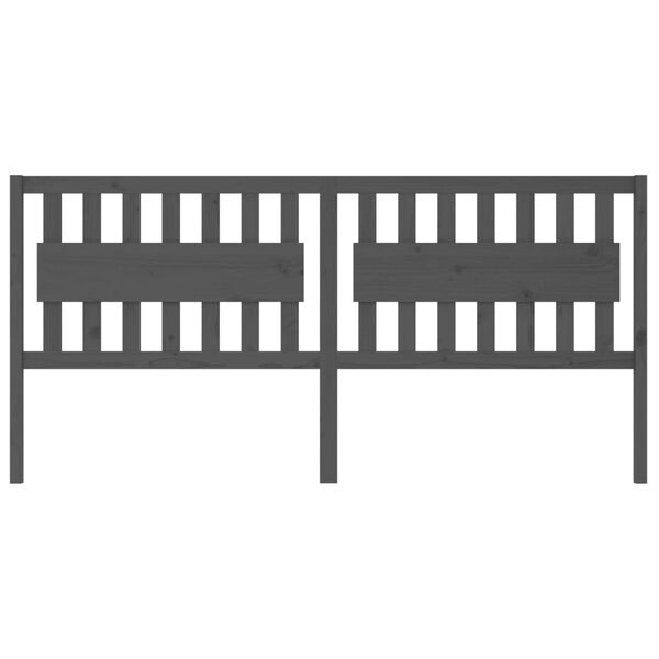 vidaXL Κεφαλάρι Κρεβατιού Γκρι 205,5x4x100 εκ. από Μασίφ Ξύλο Πεύκου