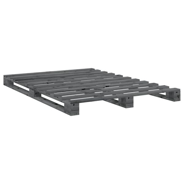 vidaXL Πλαίσιο Κρεβατιού με Κεφαλάρι Γκρι 140x200 εκ Μασίφ Ξύλο Πεύκου