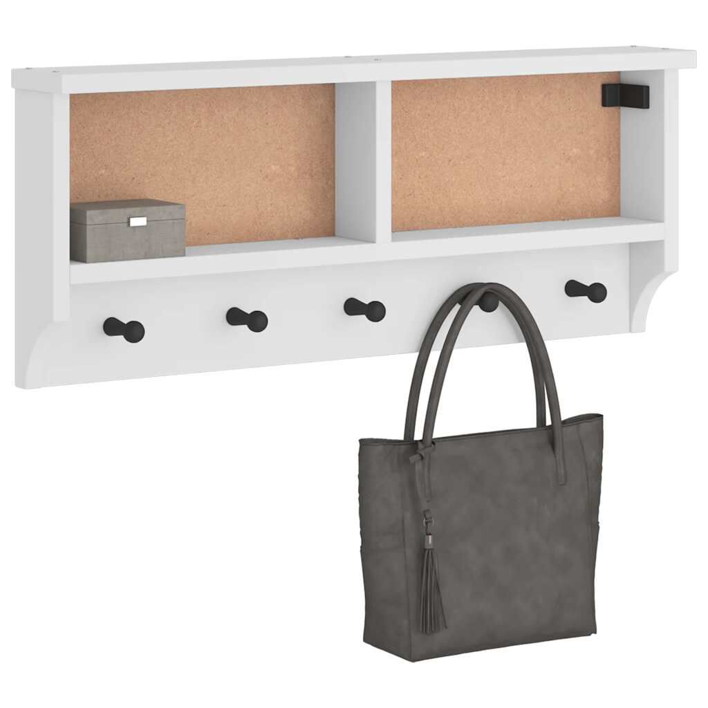 vidaXL Επίτοιχη κρεμάστρα παλτών SANDNES Λευκό 87x12x35 εκ. Πεύκο ξύλο