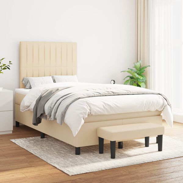 vidaXL &Kappa;&rho;&epsilon;&beta;ά&tau;&iota; Boxspring &mu;&epsilon; &Sigma;&tau;&rho;ώ&mu;&alpha; &Kappa;&rho;&epsilon;&mu; 120x200 &epsilon;&kappa;. &Upsilon;&phi;&alpha;&sigma;&mu;ά&tau;&iota;&nu;&omicron;