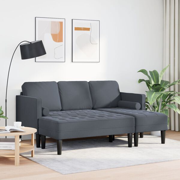 vidaXL Σετ Καναπέ 2 pcs Σκούρο γκρι 173 x 131 x 67 εκ Βελούδο