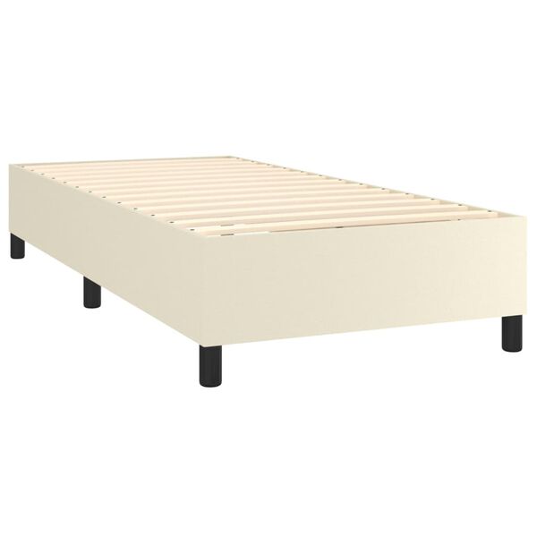 vidaXL Κρεβάτι Boxspring με Στρώμα Κρεμ 100x200εκ. από Συνθετικό Δέρμα