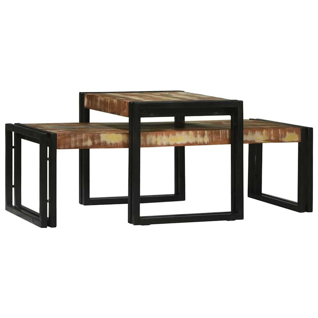 vidaXL Τραπεζάκι σαλονιού 2 pcs Πολύχρωμο Μασίφ ανακυκλωμένο ξύλο