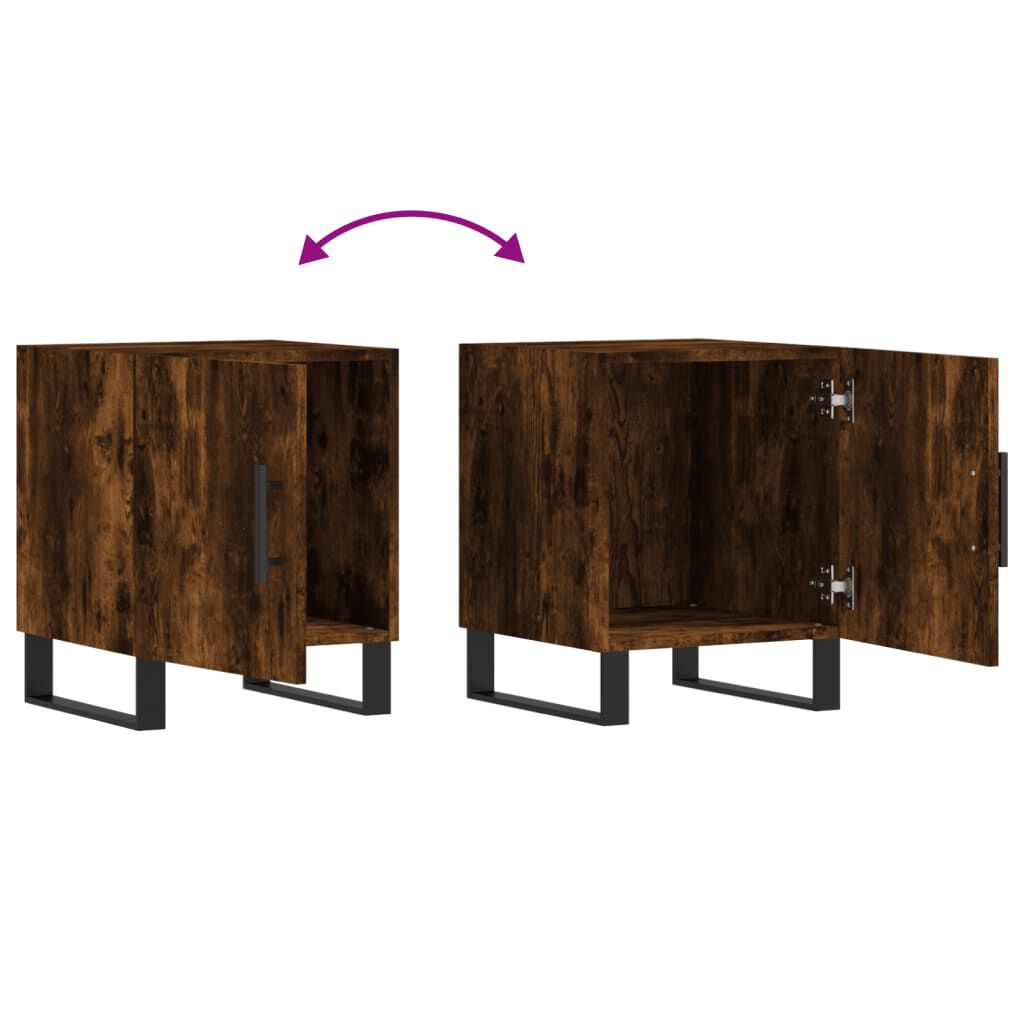 vidaXL Κομοδίνα 2 τεμ. Καπνιστή Δρυς 40x40x50 εκ. από Επεξεργ. Ξύλο