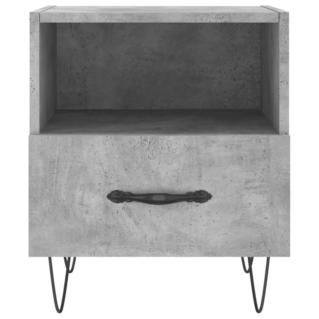 vidaXL Κομοδίνα 2 τεμ. Γκρι Σκυροδεμ. 40 x 35 x 47,5 εκ. Επεξεργ. Ξύλο