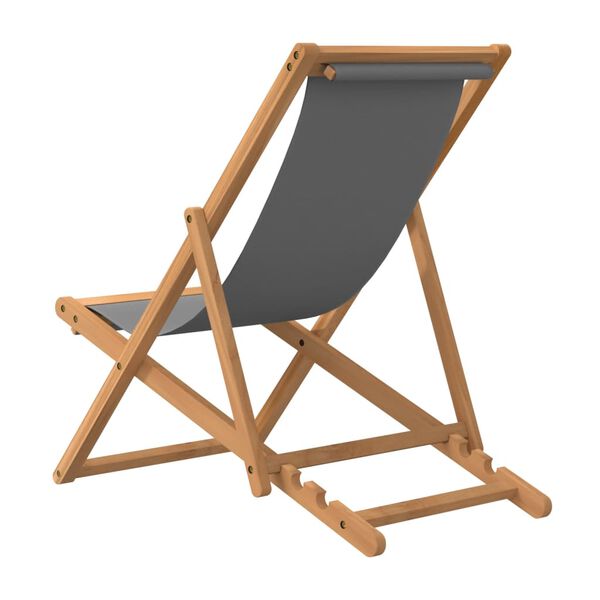 vidaXL Σεζλόνγκ Πτυσσόμενη Γκρι από Μασίφ Ξύλο Teak