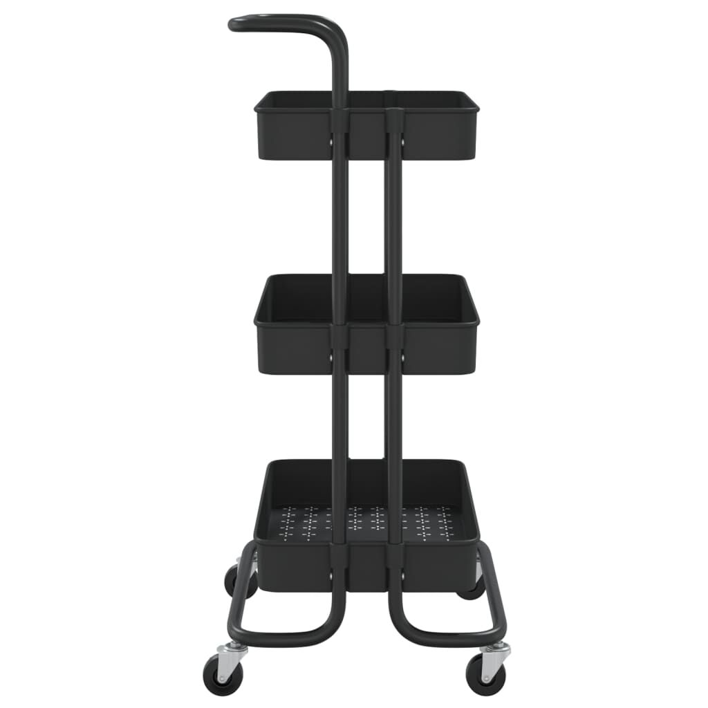 vidaXL Τρόλεϊ Κουζίνας 3 Επιπέδων Μαύρο 42 x 35 x 85 εκ. Σίδερο/ABS