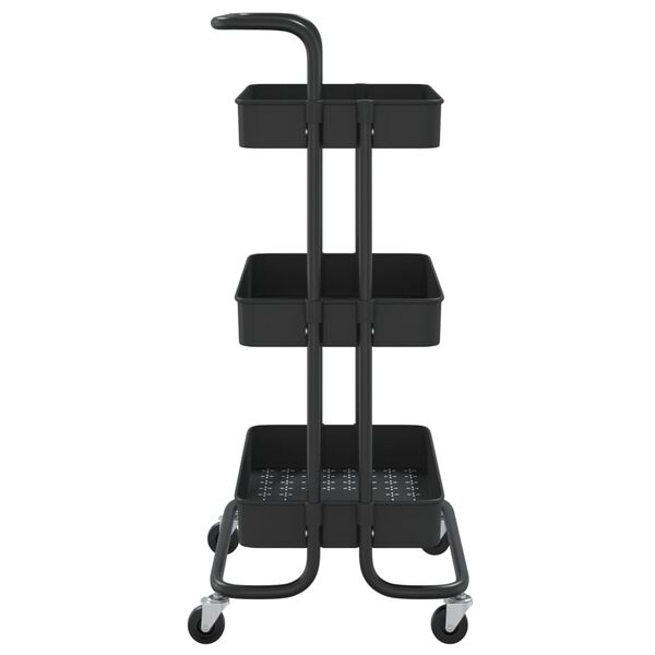 vidaXL Τρόλεϊ Κουζίνας 3 Επιπέδων Μαύρο 42 x 35 x 85 εκ. Σίδερο/ABS