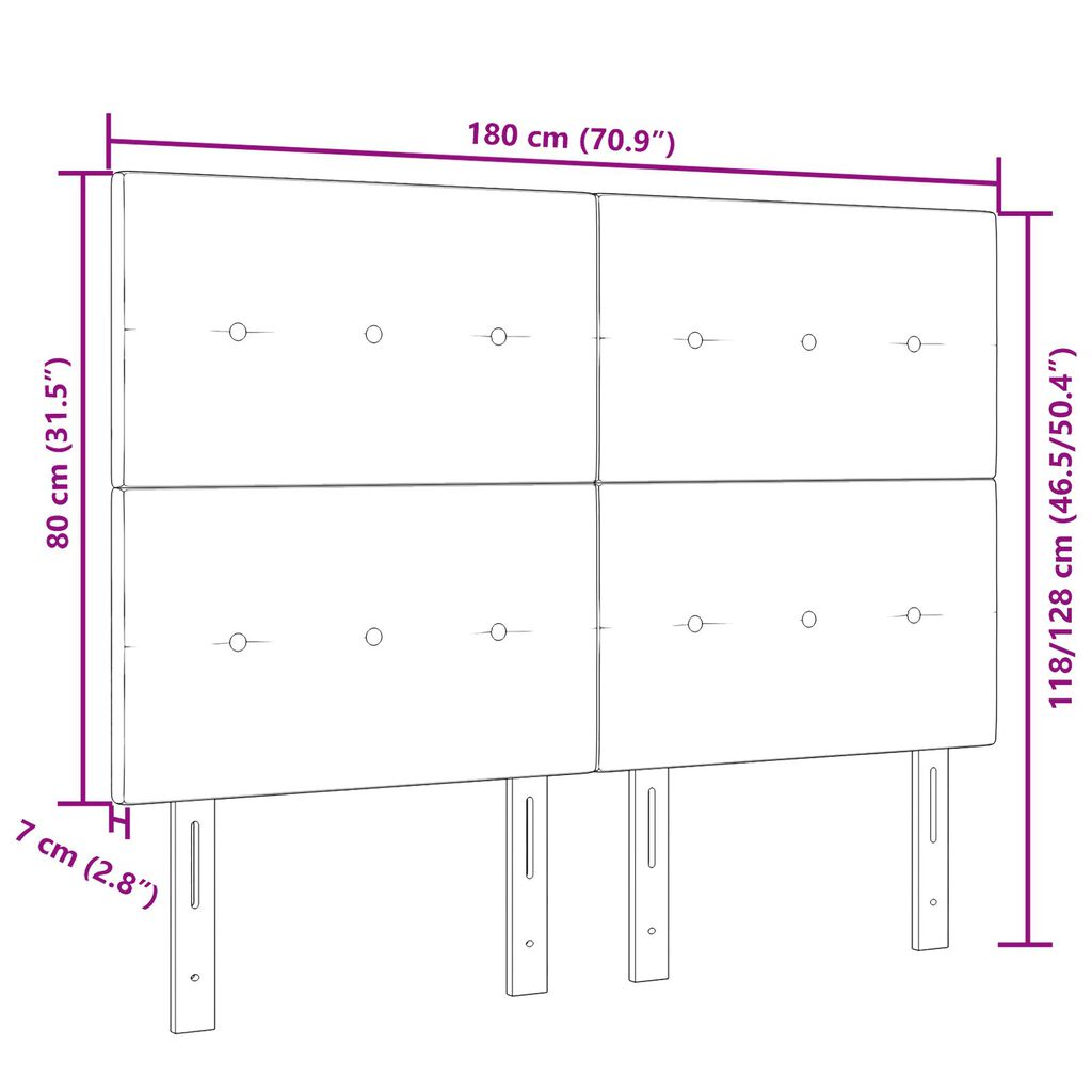 vidaXL LED Κεφαλάρι Μαύρο 90 εκ Βελούδο