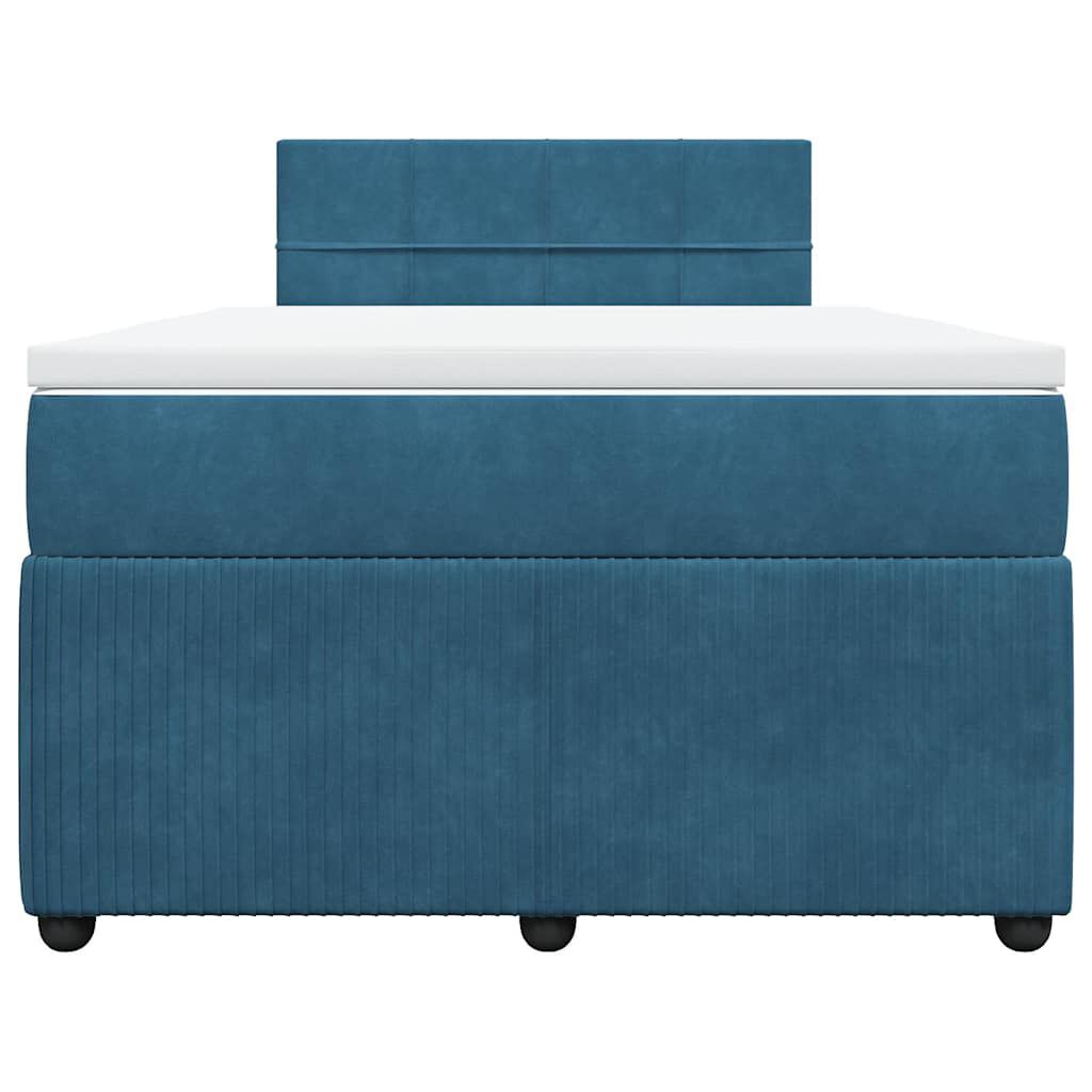 vidaXL Κρεβάτι Boxspring με Στρώμα Μπλε 120x190 εκ. Βελούδινο