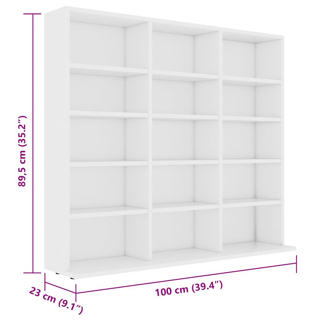 vidaXL Έπιπλο για CD Λευκό 100 x 23 x 89,5 εκ. από Επεξ. Ξύλο