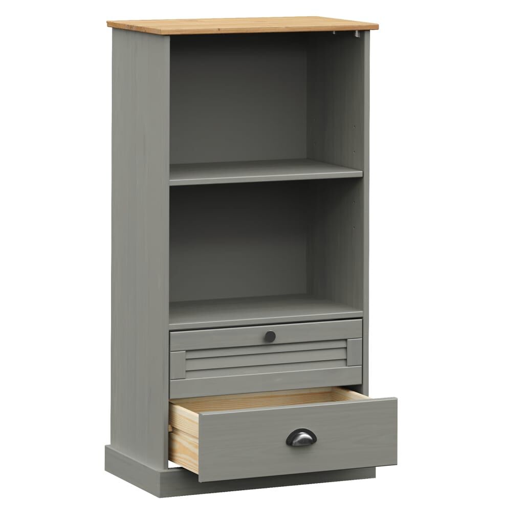 vidaXL Βιβλιοθήκη VIGO Γκρι 60 x 35 x 114,5 εκ. από Μασίφ Ξύλο Πεύκου