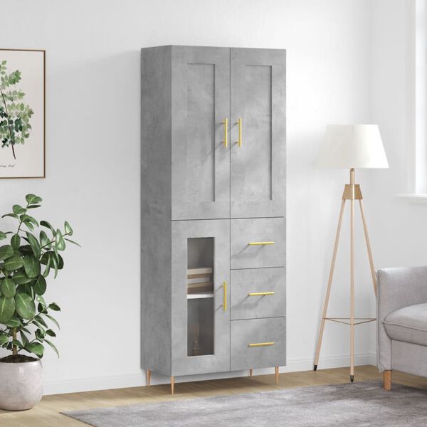vidaXL Ντουλάπι Γκρι Σκυροδέματος 69,5x34x180 εκ. Επεξεργασμένο Ξύλο