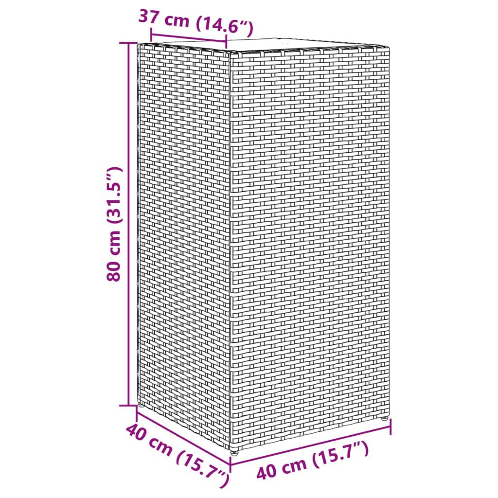 vidaXL Ζαρντινιέρες Κήπου 2 τεμ. Γκρι 40x40x80 εκ. από Συνθετικό Ρατάν