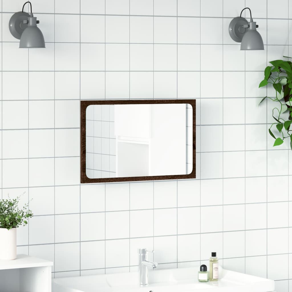 vidaXL LED Καθρέφτης Μπάνιου Καφέ Δρυς 60x8,5x38 εκ. Επεξεργ. Ξύλο