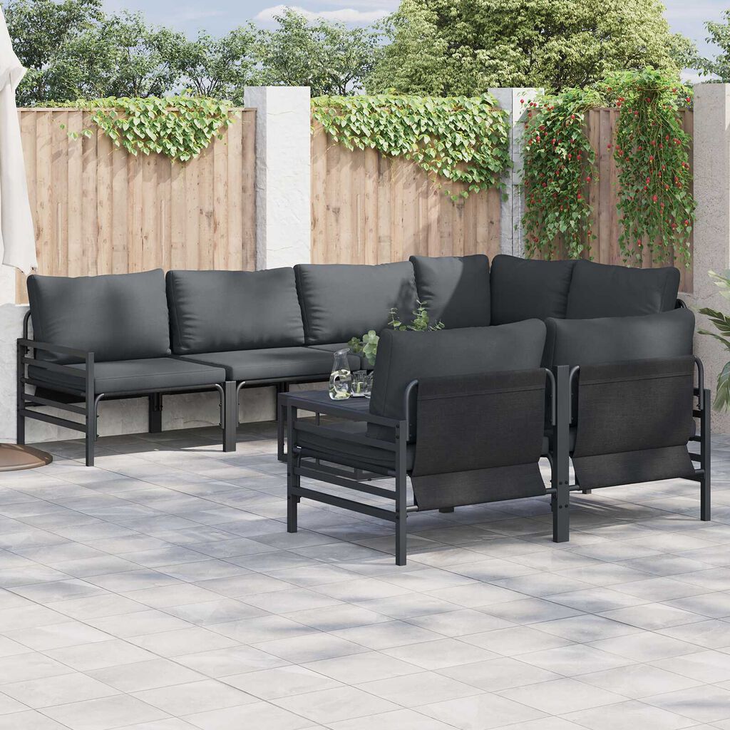 vidaXL Σετ Καναπέ Κήπου με μαξιλάρι με μαξιλάρι 7 pcs Ανθρακί 320 x 160 x 71 εκ