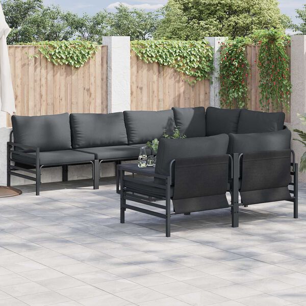 vidaXL Σετ Καναπέ Κήπου με μαξιλάρι με μαξιλάρι 7 pcs Ανθρακί 320 x 160 x 71 εκ