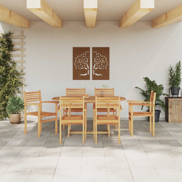 vidaXL Σέτ φαγητού για κήπο 7 pcs Καστανό Μασίφ ξύλο teak