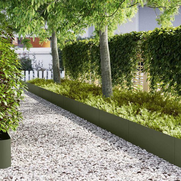 vidaXL Περιγράμματα γκαζόν 50 pcs Λαδί 100 x 0.5 x 30 εκ Ατσάλι