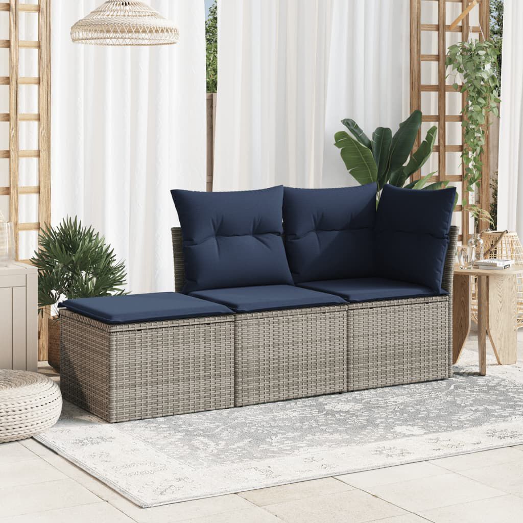 vidaXL Σκαμπό Κήπου με Μαξιλάρι Γκρι 55x55x37 εκ. Ρατάν