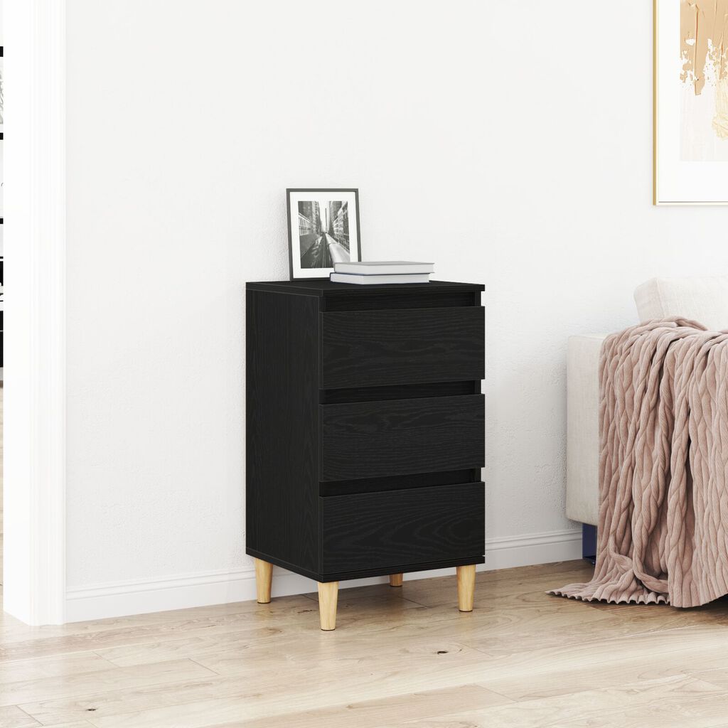 vidaXL Κομοδίνο Μαύρο Δρυς 40x35x70 εκ. Επεξεργασμένο Ξύλο