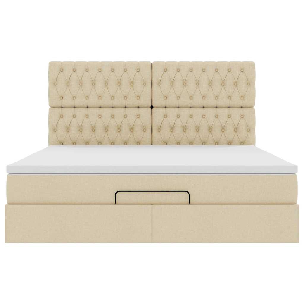 vidaXL Οθωμανικό κρεβάτι με στρώμα Cream 180x200cm ύφασμα