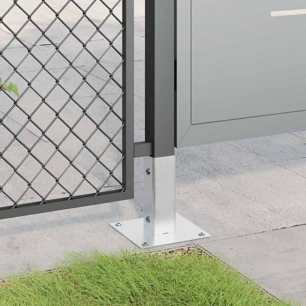 vidaXL Βάσεις στύλων τετράγωνες 4 τεμάχια Ασημί Γαλβανισμένος χάλυβας