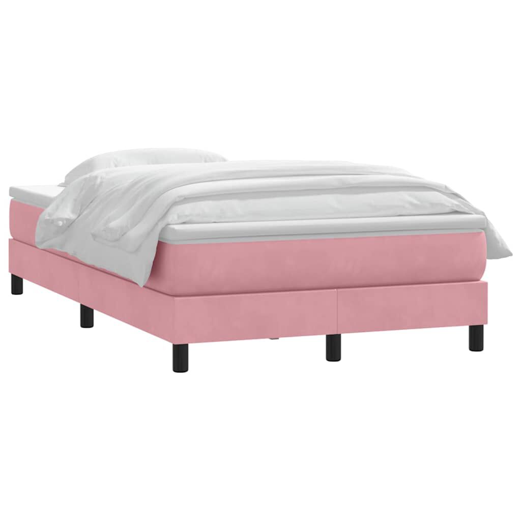 vidaXL Box Spring κρεβάτι με στρώμα ροζ 120x220 cm Βελούδινο