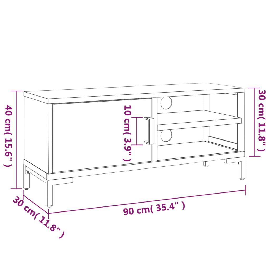 vidaXL Έπιπλο Τηλεόρασης Καφέ 90 x 30 x 40 εκ. από Μασίφ Ξύλο Πεύκου