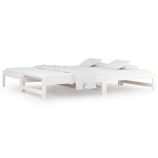 vidaXL Καναπές Κρεβάτι Συρόμενος Λευκός 2x(90x190) εκ. από Μασίφ Πεύκο