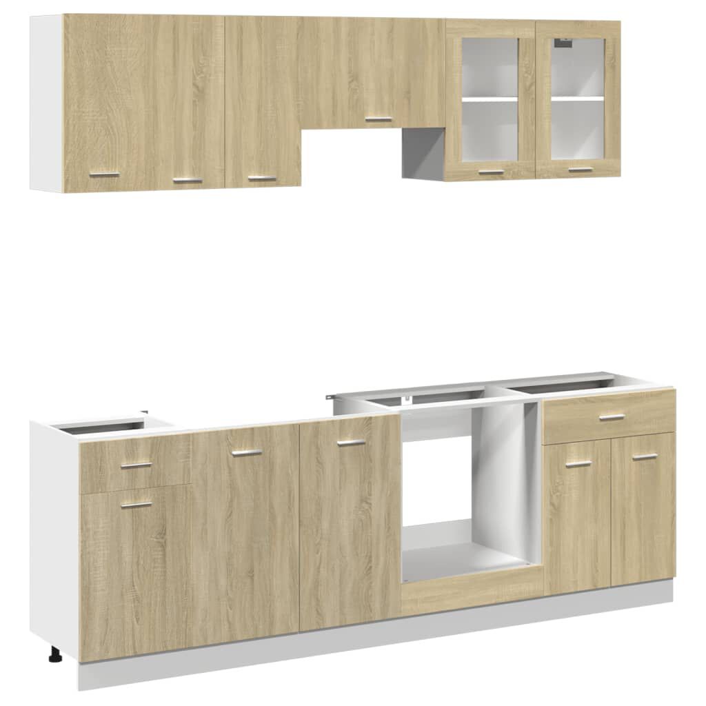 vidaXL Σετ Επίπλων Κουζίνας 8 Τεμαχίων Lyon Sonoma Δρυς Επεξ. Ξύλο