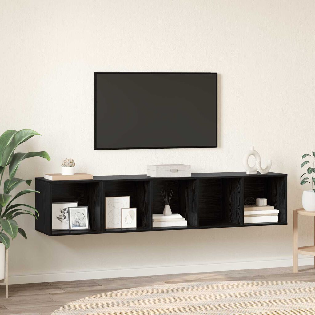 vidaXL 2 pcs Μαύρη δρυς 37 x 37 x 142.5 εκ Επεξεργασμένο ξύλο