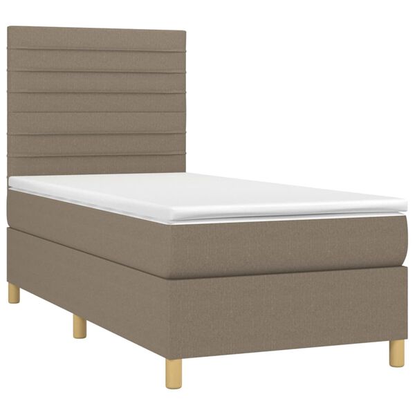 vidaXL &Kappa;&rho;&epsilon;&beta;ά&tau;&iota; Boxspring &mu;&epsilon; &Sigma;&tau;&rho;ώ&mu;&alpha; & LED Taupe 90x200 &epsilon;&kappa;. &Upsilon;&phi;&alpha;&sigma;&mu;ά&tau;&iota;&nu;&omicron;